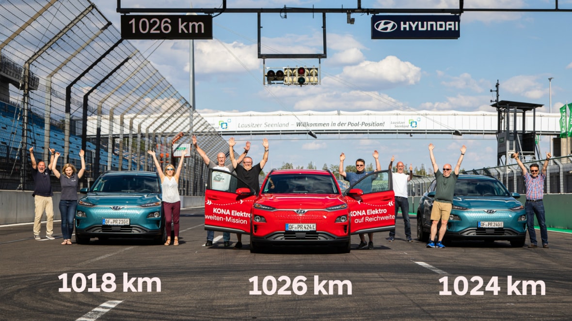 Кроссовер Hyundai KONA Electric установил рекорд по дальности пробега в 1 026 км